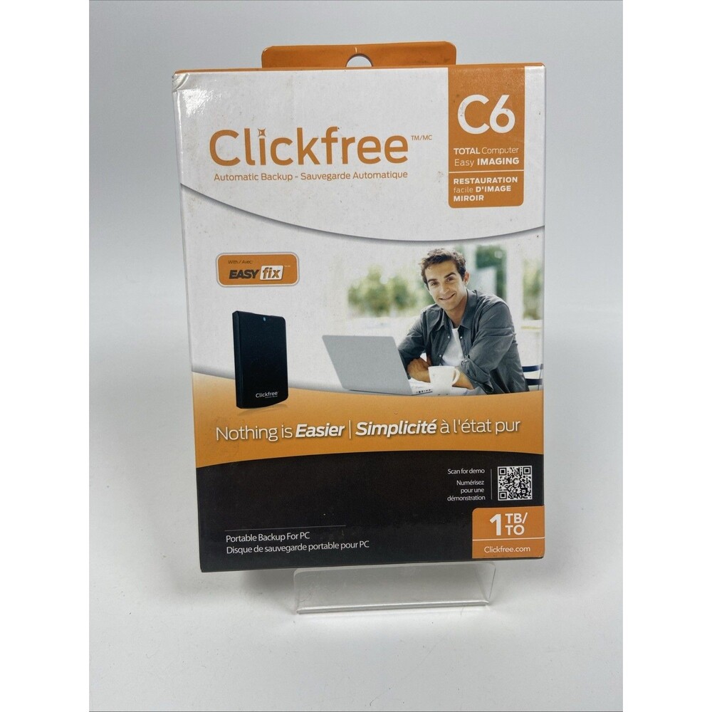 Clickfree C6 - Automatic Portable Backup For PC Computer - 1 TB Storage